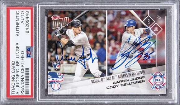 2017 Topps #321 Aaron Judge/Cody Bellinger Dual-Signed Rookie Card – PSA/DNA Authentic